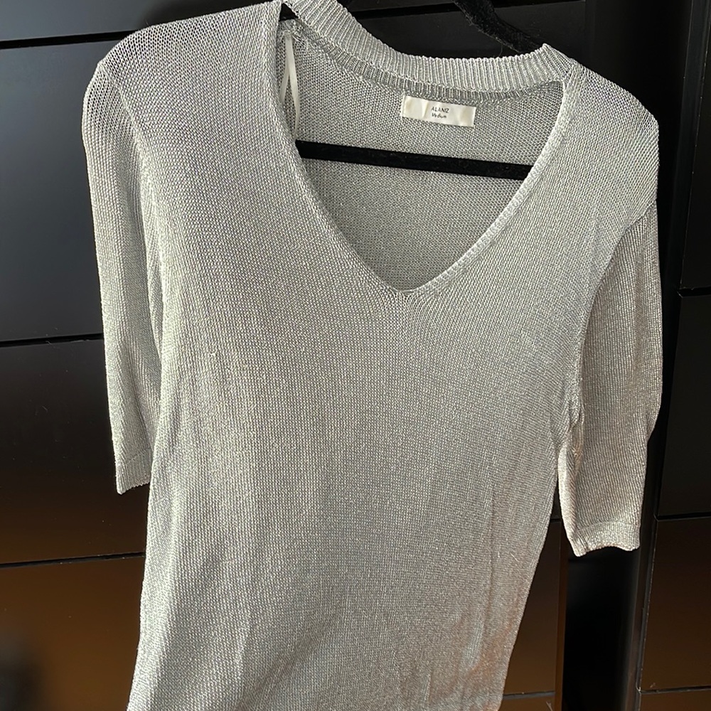 Sparkly silver medium quarter sleeve blouse